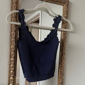 Nikibiki Dark Blue Ribbed Crop Top